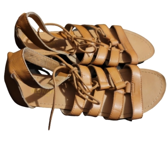 Old NAVY sandals strappy sandals shoes flats camel, tan slingback 8 gladiator - Picture 5 of 7